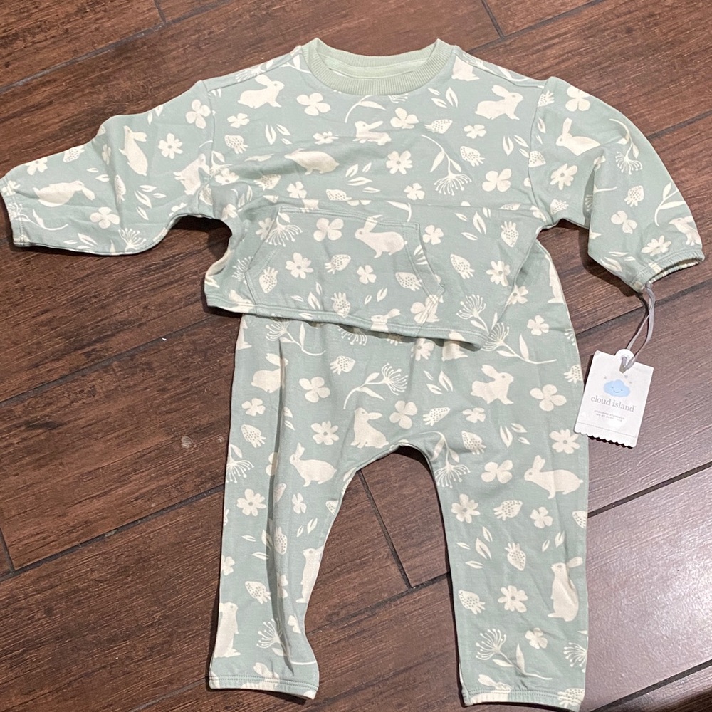 Cloud Island Mint and Cream Kids Pajama Set